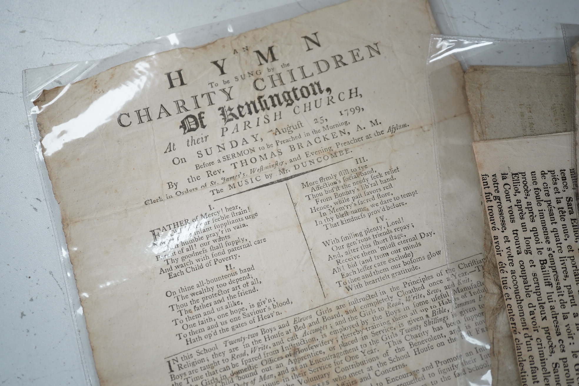 A collection of early 19th century bills and flyers etc and an etching of Rossetti, etching 14cm x 12cm. Condition - poor to fair